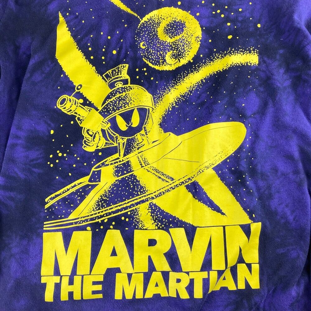 Looney Tunes Marvin The Martian Tie Dye Long Sleeve Shirt Men’s Large Purple